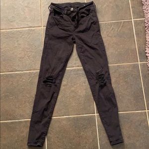 black american eagle ripped skinny jeans
